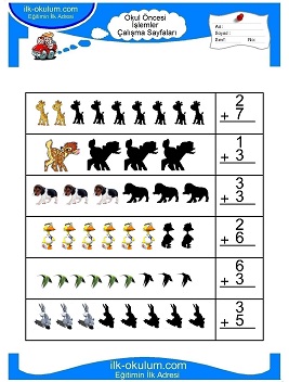 Çocuklar İçin toplam işlemi yaprak testleri 